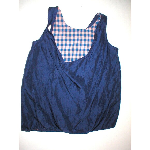 NWT $258 New Womens Marc Jacobs Silk Sleeveless Top Blue Pink Checks M Cowl Back - Picture 2 of 9